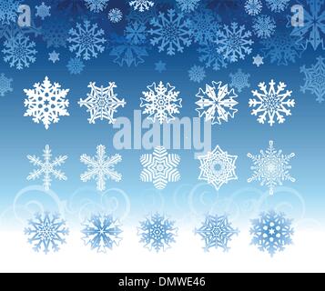I fiocchi di neve insieme di raccolta Illustrazione Vettoriale