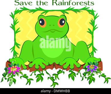 Salvare la foresta pluviale Rana Illustrazione Vettoriale