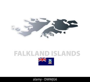 Isole Falkland mappa con bandiera ufficiale Illustrazione Vettoriale