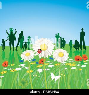 Famiglie in primavera Illustrazione Vettoriale