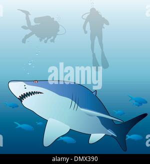 Vector shark, pesci tropicali e subacquei Illustrazione Vettoriale
