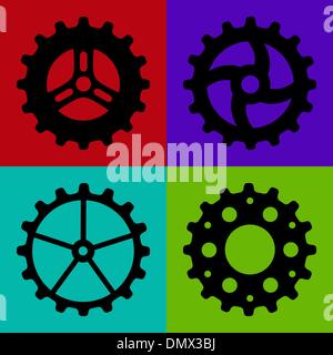 Quattro per il nero Ruote dentate Illustrazione Vettoriale