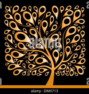 Golden Tree bella forma quadrata Illustrazione Vettoriale
