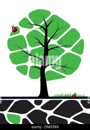 Illustrazione di albero con foglie di colore verde Illustrazione Vettoriale