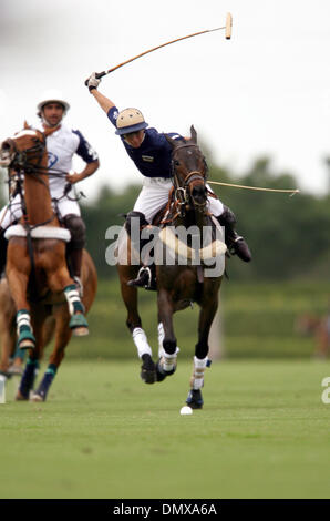 Jan 22, 2006; Wellington, FL, Stati Uniti d'America; Weston Gracida, di aereiforme, prende un colpo un goal contro il nuovo ponte - La Dolfina nel Joe Barry Memorial Cup presso il Polo internazionale di Club Palm Beach a Wellington Domenica. Credito: Foto di Gary Coronado/Palm Beach post/ZUMA premere. (©) Copyright 2006 da Palm Beach post Foto Stock