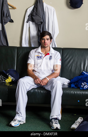 Alastair Cook riprese per BSKYB annuncio, ceneri Promotiona inserzione di BSKYB girato al Lords sul 20/05/2013 Foto Stock