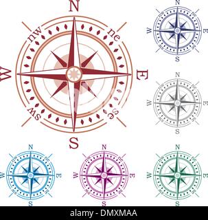 Set di vettore di compasso colorato Illustrazione Vettoriale