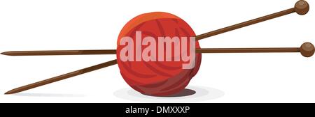 Illustrazione Vettoriale di Lana palla e aghi di tessitura Illustrazione Vettoriale