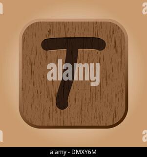 Disegnato a mano la lettera di legno T. Illustrazione Vettoriale