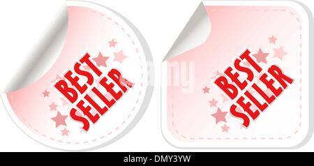 Miglior venditore adesivi rossi set. vettore Illustrazione Vettoriale