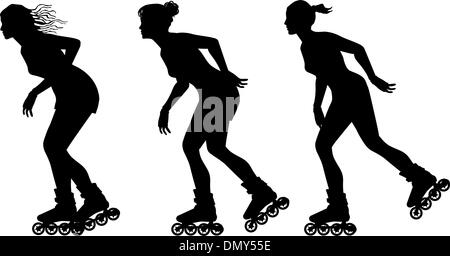 Silhouette rollerskating - vettore Illustrazione Vettoriale