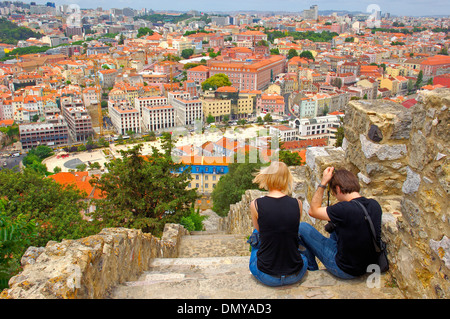 Lisbona, vista dal Castello di S. Giorgio, Portogallo, Europa Foto Stock