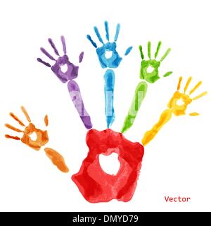 Colorate vernice handprint Illustrazione Vettoriale