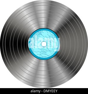 Dischi in Vinile con etichetta blu isolato Illustrazione Vettoriale