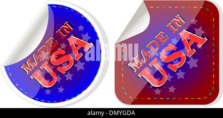 Made in USA icona vettore etichetta impostata Illustrazione Vettoriale