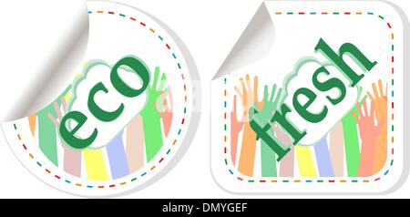 Set di etichette con word: eco e fresco Illustrazione Vettoriale
