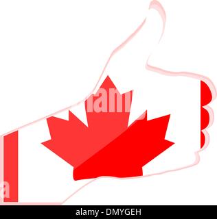 Mano con il pollice fino gesto colorato in Canada bandiera nazionale Illustrazione Vettoriale