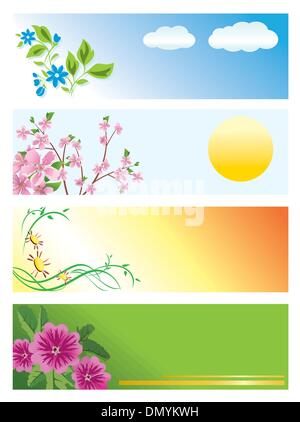 Vettore Banner orizzontale con fiori Illustrazione Vettoriale