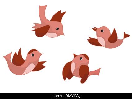 Set di vettore di quattro uccelli Illustrazione Vettoriale