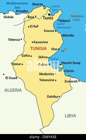 Illustrazione Vettoriale - Mappa di Tunisia Illustrazione Vettoriale