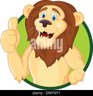 Lion cartoon con il pollice in alto Illustrazione Vettoriale