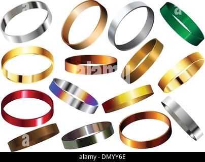 Anelli in metallo bracciali SET BRACCIALETTO Illustrazione Vettoriale