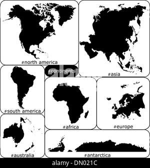 7 continenti Illustrazione Vettoriale