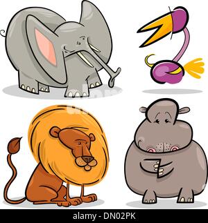 Cartoon carino animali africani impostato Illustrazione Vettoriale