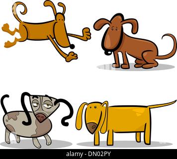 Cartoon carino cani o cuccioli impostato Illustrazione Vettoriale