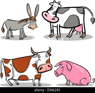 Cartoon carino animali da fattoria impostato Illustrazione Vettoriale