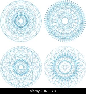 Set di vettore arabescato rosette certificato elementi decorativi Illustrazione Vettoriale