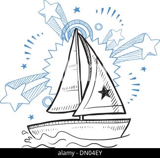 Barca a vela vettore di eccitazione Illustrazione Vettoriale
