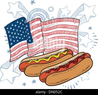 American hot dog vettore Illustrazione Vettoriale