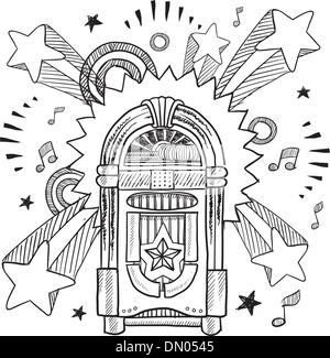 Jukebox retrò disegno vettoriale Illustrazione Vettoriale