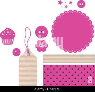 Scrapbook set di elementi isolati su bianco Illustrazione Vettoriale