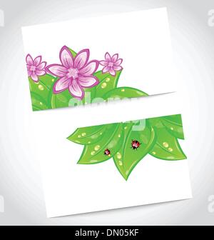Set di eco friendly card con foglie di colore verde Illustrazione Vettoriale
