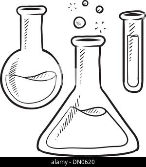 Laboratorio di Scienze schizzo bicchieri Illustrazione Vettoriale