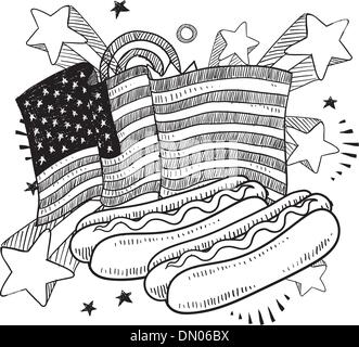 American hot dog disegno vettoriale Illustrazione Vettoriale