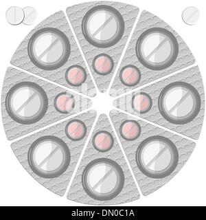 Pillole in un round in blister Illustrazione Vettoriale