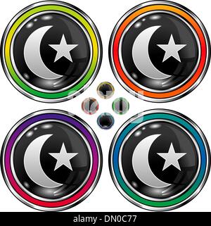Islam e star crescent nero pulsante orb Illustrazione Vettoriale