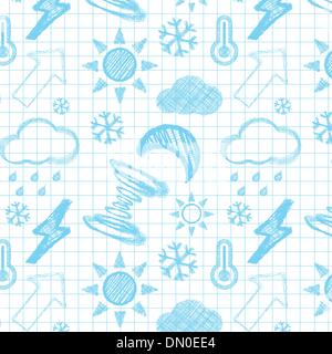 Meteo disegnati a mano modello senza giunture. Illustrazione Vettoriale