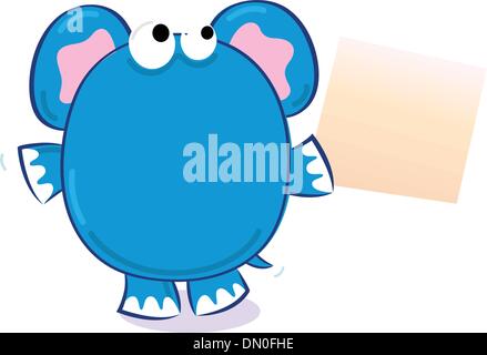 Cartoon elephant con intestazione vuota isolata su bianco Illustrazione Vettoriale