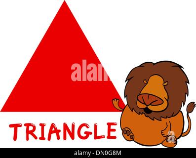 Forma di triangolo con il cartoon lion Illustrazione Vettoriale