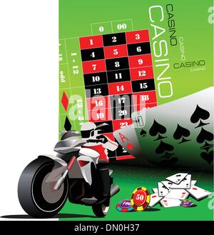 Elementi di casinò con moto sportiva immagine. Illustrazione Vettoriale Illustrazione Vettoriale