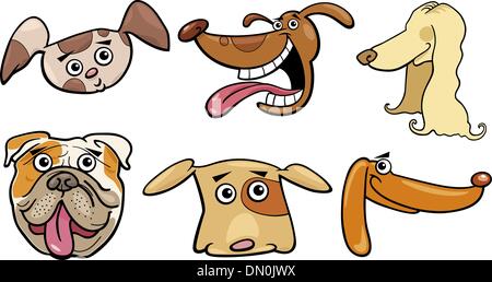 Cartoon divertente cani capi impostato Illustrazione Vettoriale
