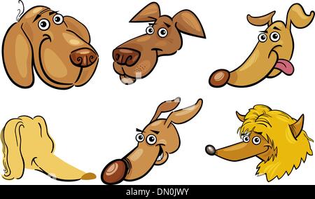 Cartoon divertente cani capi impostato Illustrazione Vettoriale