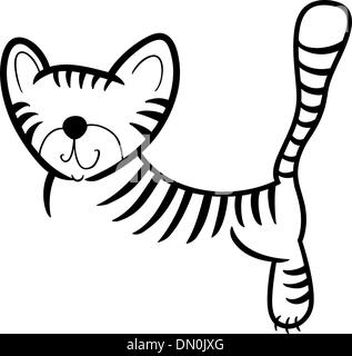 Cartoon tiger per libro da colorare Illustrazione Vettoriale