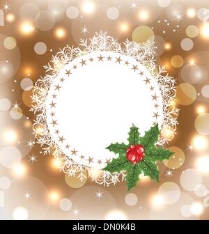 Natale biglietto di auguri con il vischio Illustrazione Vettoriale