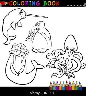 Animali per il libro da colorare o pagina Illustrazione Vettoriale