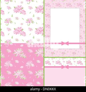 Set di fiori colorati in seamless Pattern design della scheda Illustrazione Vettoriale